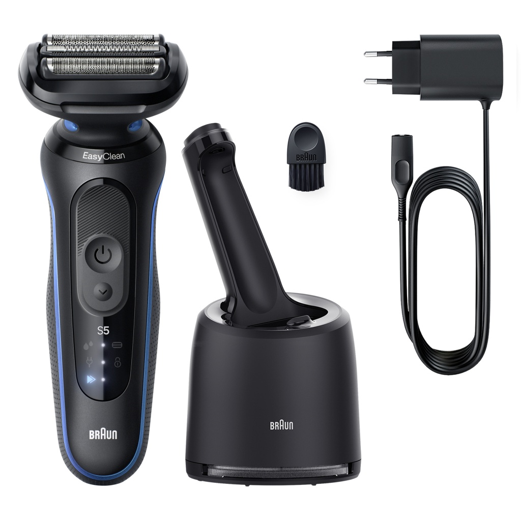 Braun 52-B7000CC, afeitadora eléctrica en seco y en mojado, centro de limpieza SmartCare Clean & Charge, resistente al agua, color azul