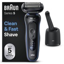Braun 52-B7000CC, afeitadora eléctrica en seco y en mojado, centro de limpieza SmartCare Clean & Charge, resistente al agua, series 5, color azul
