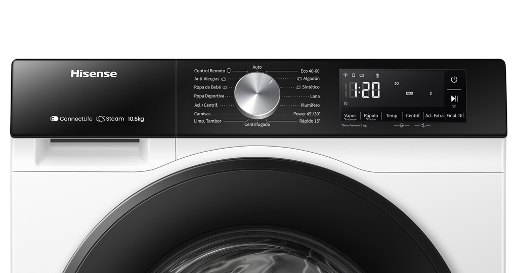 Hisense WF3S1043BW3, lavadora carga frontal, 10,5kg, 1400rpm, blanco, clase A -20%