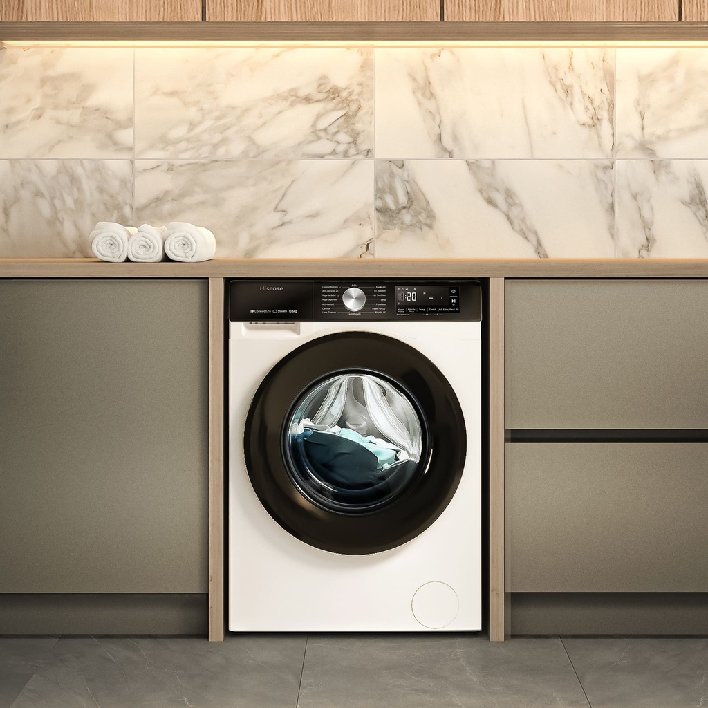 Hisense WF3S1043BW3, lavadora carga frontal, 10,5kg, 1400rpm, blanco, clase A -20%