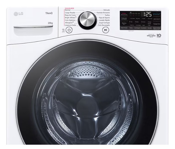 LG F0P3CYV2W, lavadora de carga frontal, 20kg, TurboWash 360º, WiFi, XXL, clase B