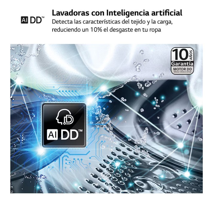 LG F0P3CYV2W, lavadora de carga frontal, 20kg, TurboWash 360º, WiFi, XXL, clase B