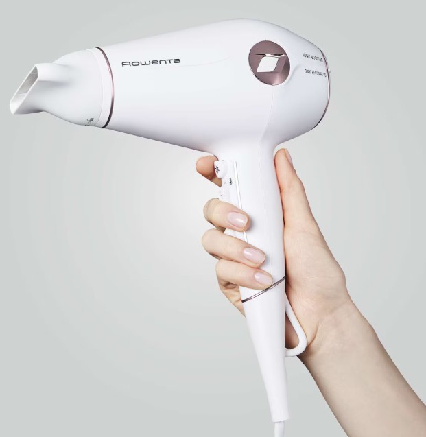 Rowenta CV6135F0, secador de pelo, 1800w, 3D Volume Booster, 3 temperaturas, 2 velocidades, difusor, color blanco y granate