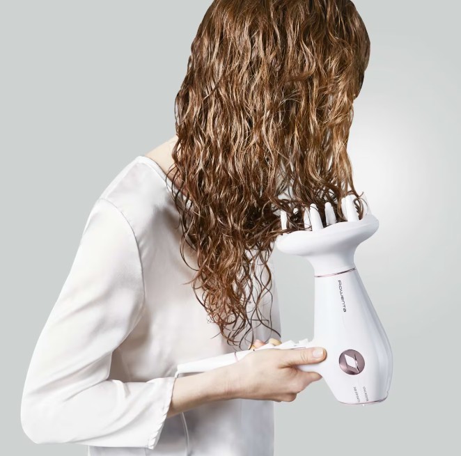 Rowenta CV6135F0, secador de pelo, 1800w, 3D Volume Booster, 3 temperaturas, 2 velocidades, difusor, color blanco y granate