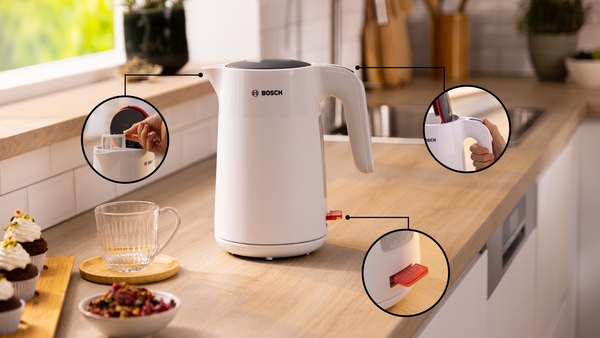 Bosch TWK2M161, hervidor de agua, 1,7l, indicador de agua, color blanco