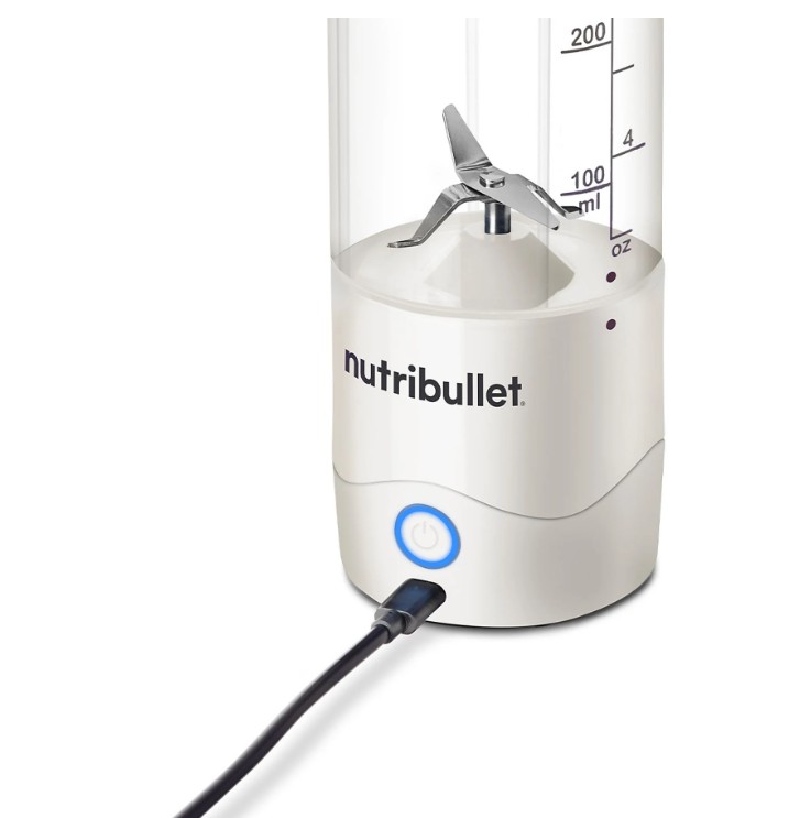 Nutribullet NBP003W, batidora de vaso portátil, carga USB-C, 475ml, 2000mAh, color blanco