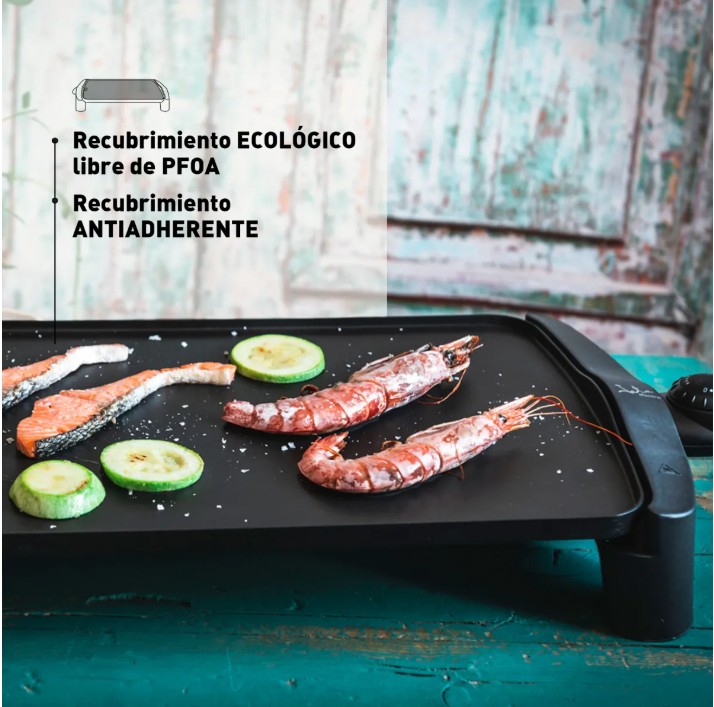 Jata GR555A, plancha de asar, antiadherente, resistencia al rayado, 2500w, 46x28cm