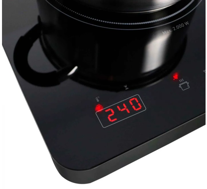 Jata JEVI1460, placa de inducción portátil, dos fuegos de 18,5cm, control táctil, 3500w, temperatura: 60-240ºC