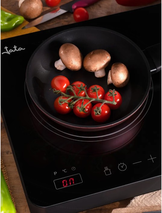 Jata JEVI1460, placa de inducción portátil, dos fuegos de 18,5cm, control táctil, 3500w, temperatura: 60-240ºC