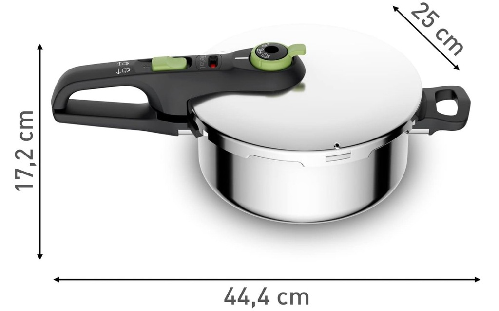 Tefal P2580400, olla a presión secure trendy, 4l, 2 programas de cocción