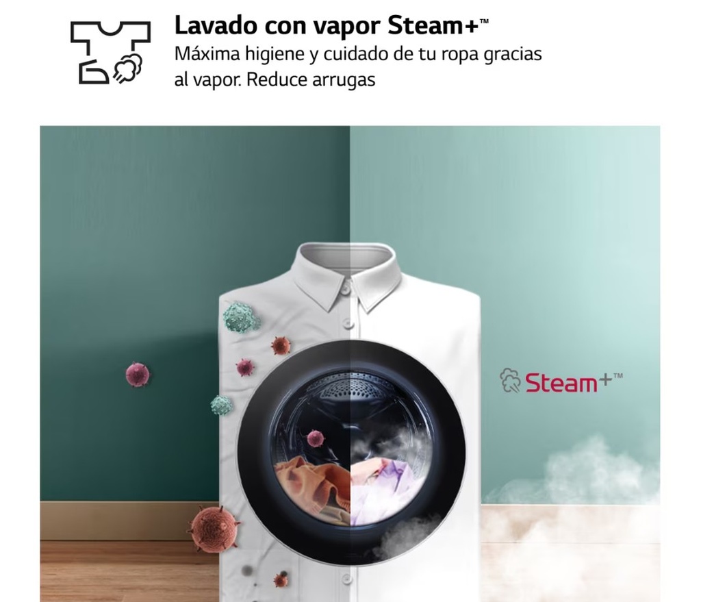 LG F4DR9513A2W, Lavasecadora inteligente AI Direct Drive™, Turbowash 360º, Autodosificación 13/7kg, 1400rpm, Un 10% más eficiente que A(lavado) /D(secado)