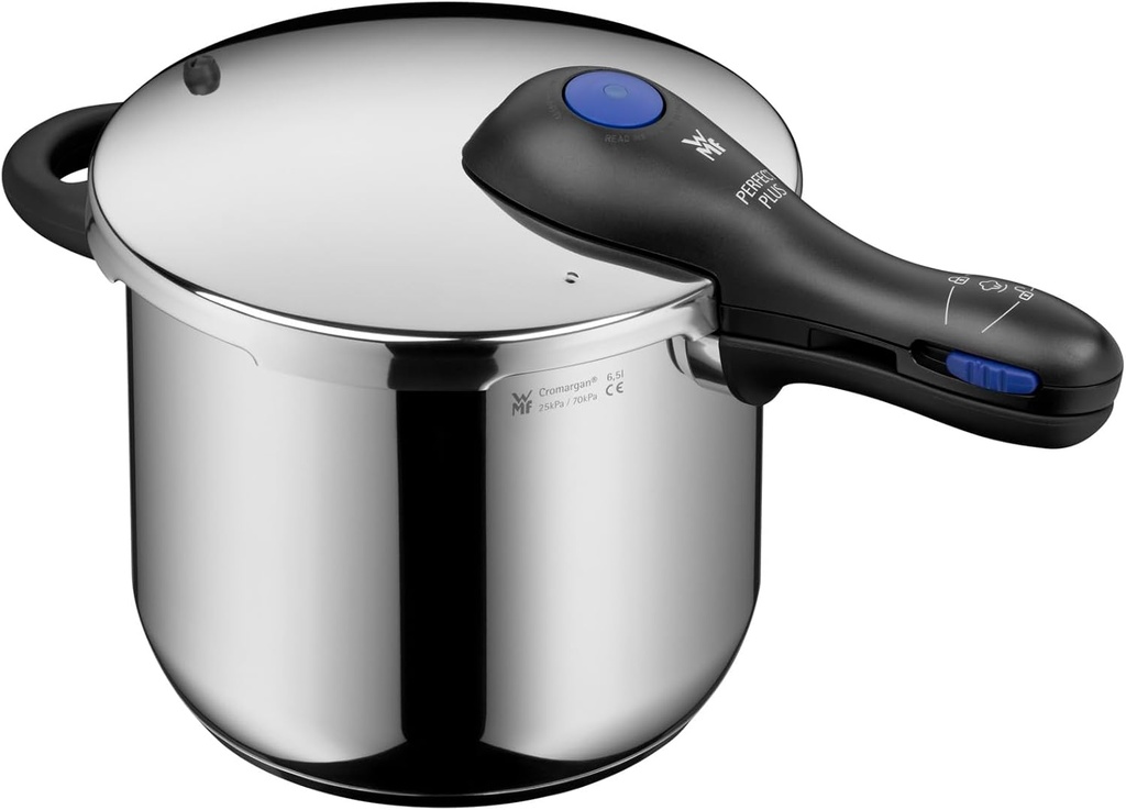 WMF Perfect Plus Pressure, olla rápida, 6,5l, con interior incluido para cocinar a vapor, cestillo de vapor incluido
