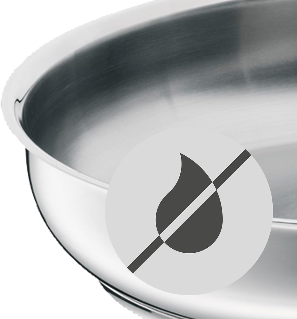 WMF Profi, sartén de acero inox, 20cm, base TransTherm, hasta 400ºC