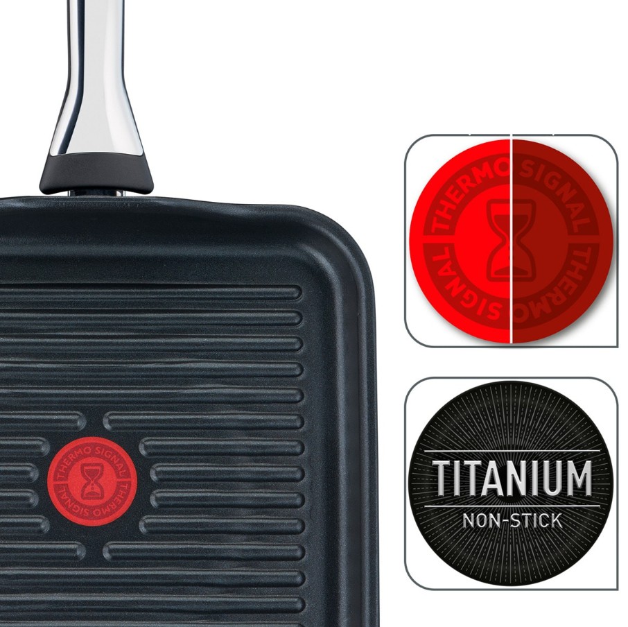Tefal Excellence, sartén grill de aluminio fundido, 26x26cm, para todo tipo de cocinas