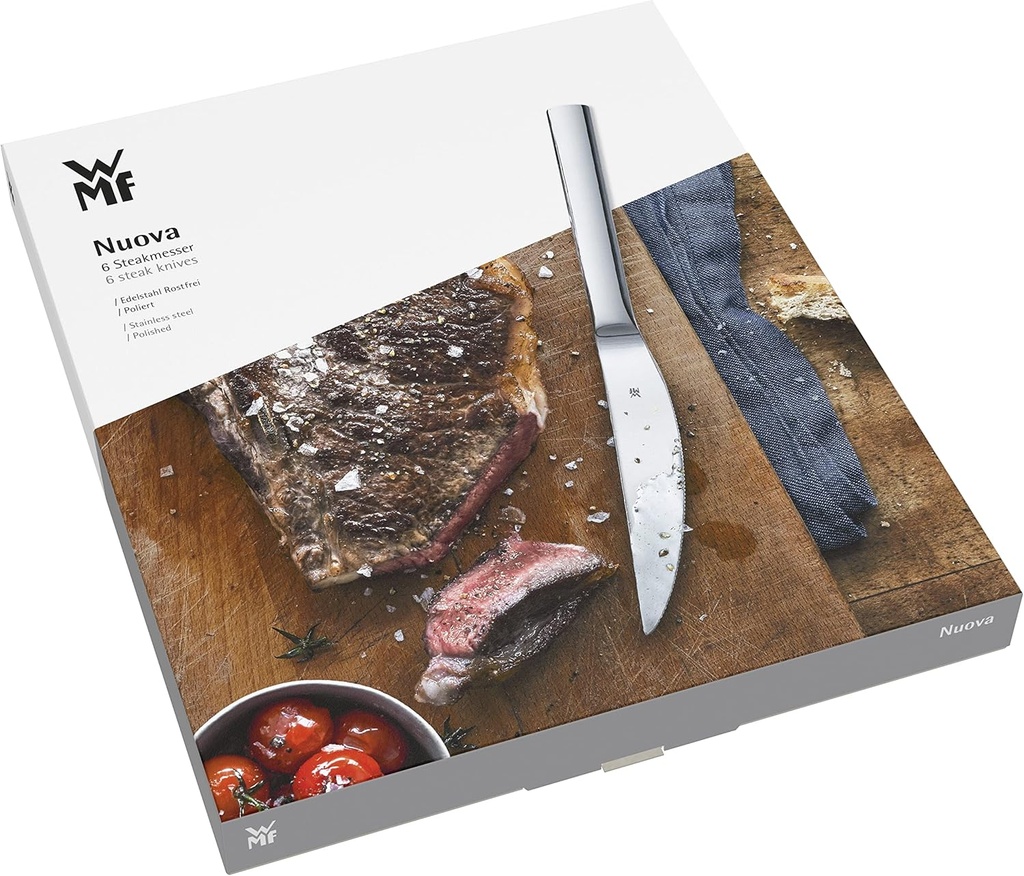 WMF Nuova, set de 6 cuchillos de carne, acero inox