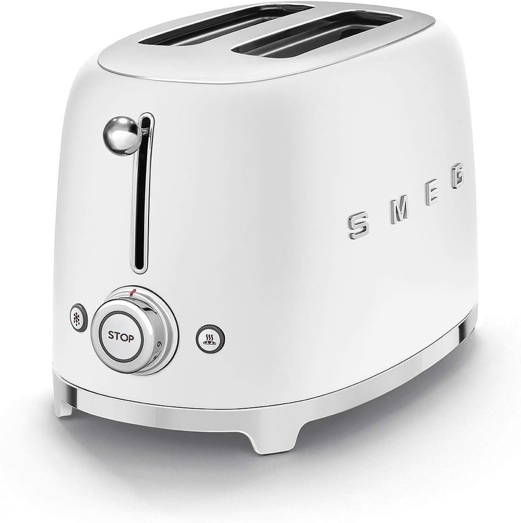 Smeg TSF01WHMEU, tostadora, 6 niveles de tostado, dos ranuras, blanco mate
