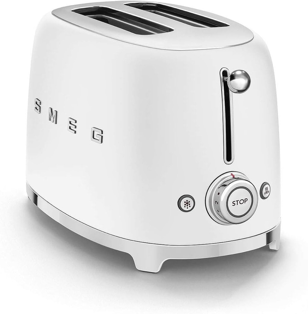 Smeg TSF01WHMEU, tostadora, 6 niveles de tostado, dos ranuras, blanco mate