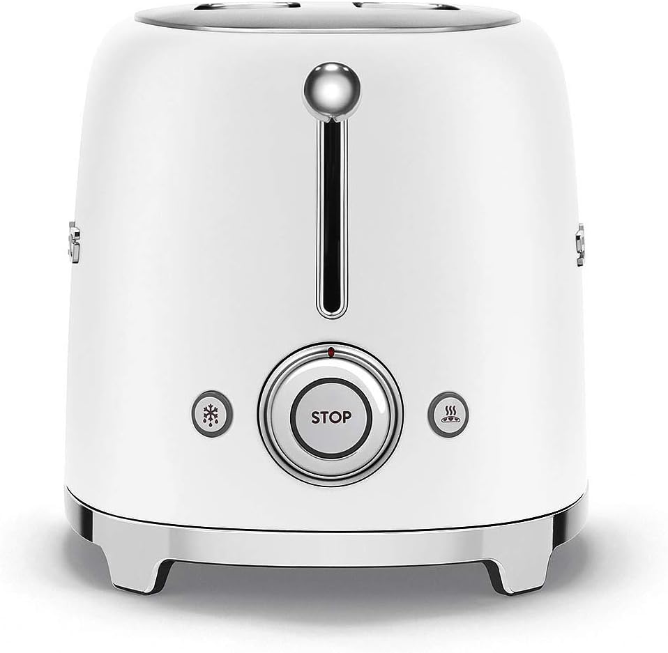 Smeg TSF01WHMEU, tostadora, 6 niveles de tostado, dos ranuras, blanco mate