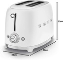 Smeg TSF01WHMEU, tostadora, 6 niveles de tostado, dos ranuras, blanco mate