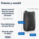 De'Longhi DDSX220WFA, Deshumidificador Inteligente con Wifi Integrado, Filtro, Función 24h, 20 Litros, (50€ reembolso)