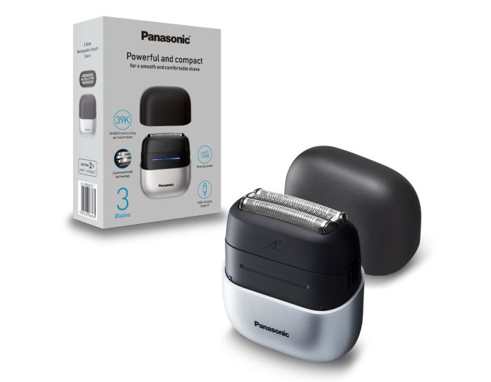 Panasonic ES-CM3BKS503, afeitadora compacta, 3 cuchillas, carga USB, color negro