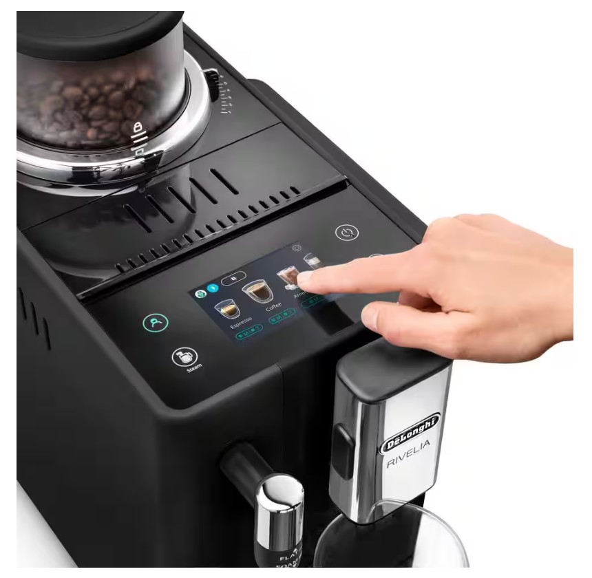 DeLonghi EXAM440.35.B, cafetera superautomática Rivelia, Bean Switch, 8 bebidas, 19 bares, negro