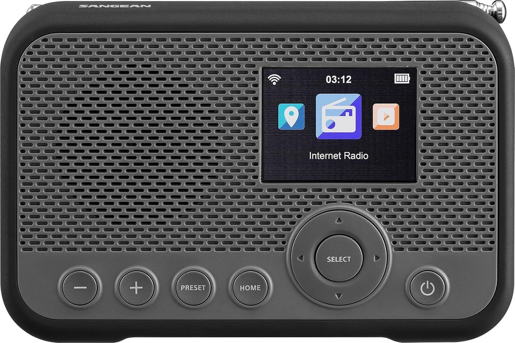 Sangean WFR39, radio digital portátil por internet, Spotify Connect, FM-RDS, DAB+, USB-C, color negro