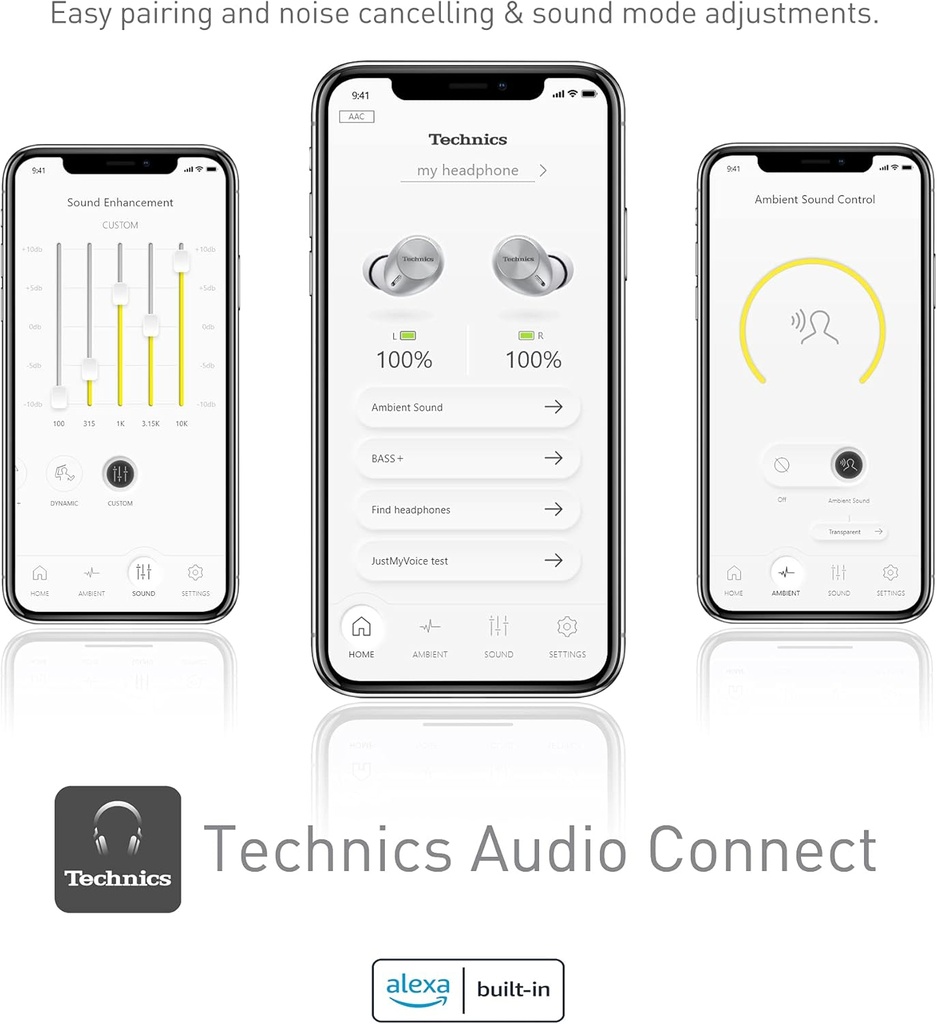 Technics EAHAZ40ES, auriculares Bluetooth, True Wireless, multipunto, uso de 25h, color plata