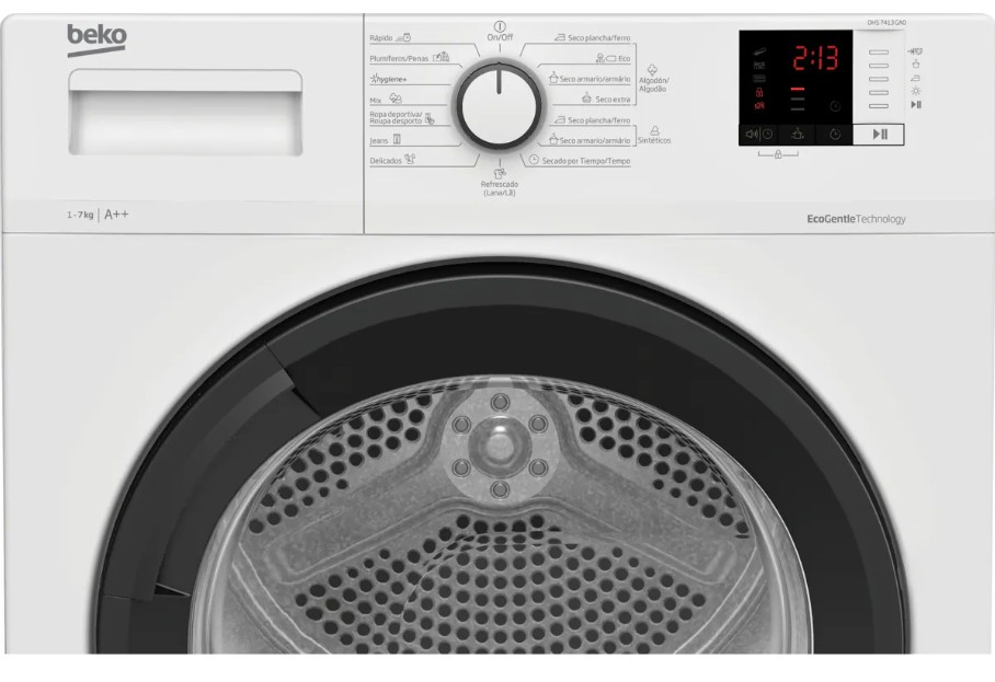 Beko DHS 7413 GA0, secadora bomba de calor, 7kg, OptiSense, AquaWave, blanco, clase A++