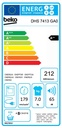 Beko DHS 7413 GA0, secadora bomba de calor, 7kg, OptiSense, AquaWave, blanco, clase A++