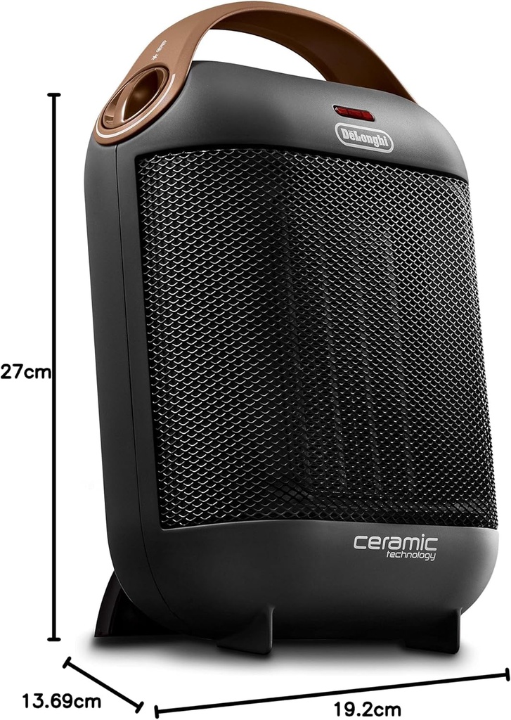 DeLonghi HFX30C18.AG, calefactor cerámico, 1800w, 2 velocidades, fácil transporte, negro