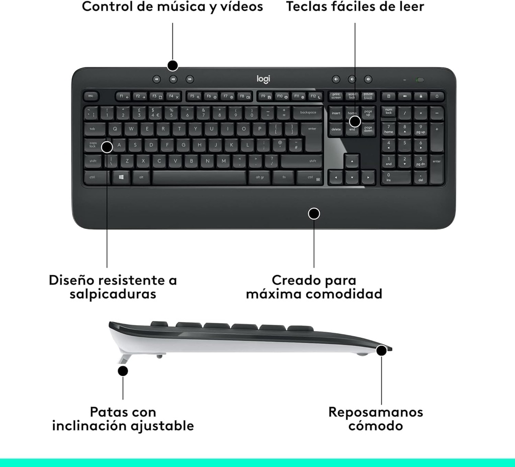 Logitech MK540 Advanced, teclado + ratón inalámbrico, 36 meses batería