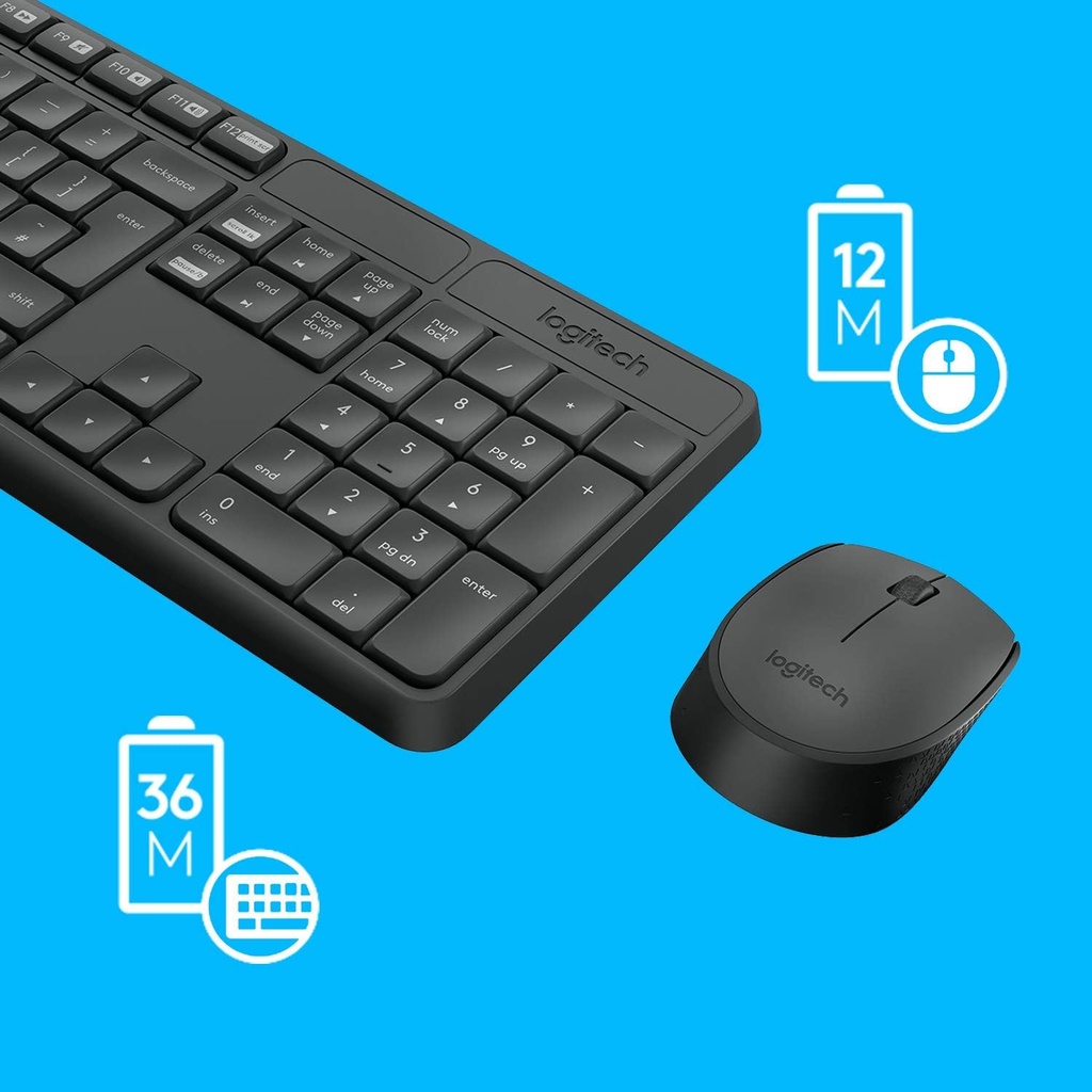 Logitech MK235, teclado y ratón inalámbrico, 2,4GHz, 36 meses de batería