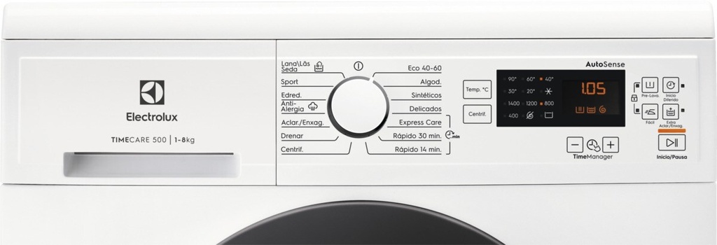 Electrolux EA2F6841CF, lavadora carga frontal, serie 500, 8kg, 1400rpm, blanca, clase A