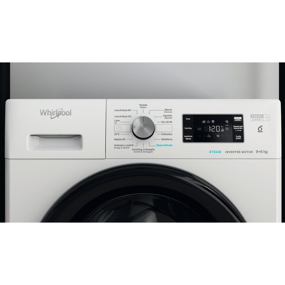 Whirlpool FFWDB 964369 BV SPT, lavadora secadora, 9/6kg, 1400rpm, 6th SENSE, blanca, clase D