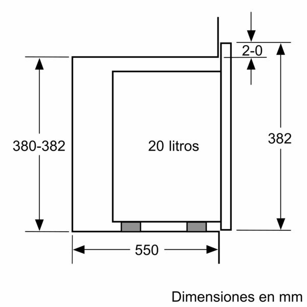 Bosch BFL524MB0, microondas integrable con grill, serie 6, 20l, 800w, negro
