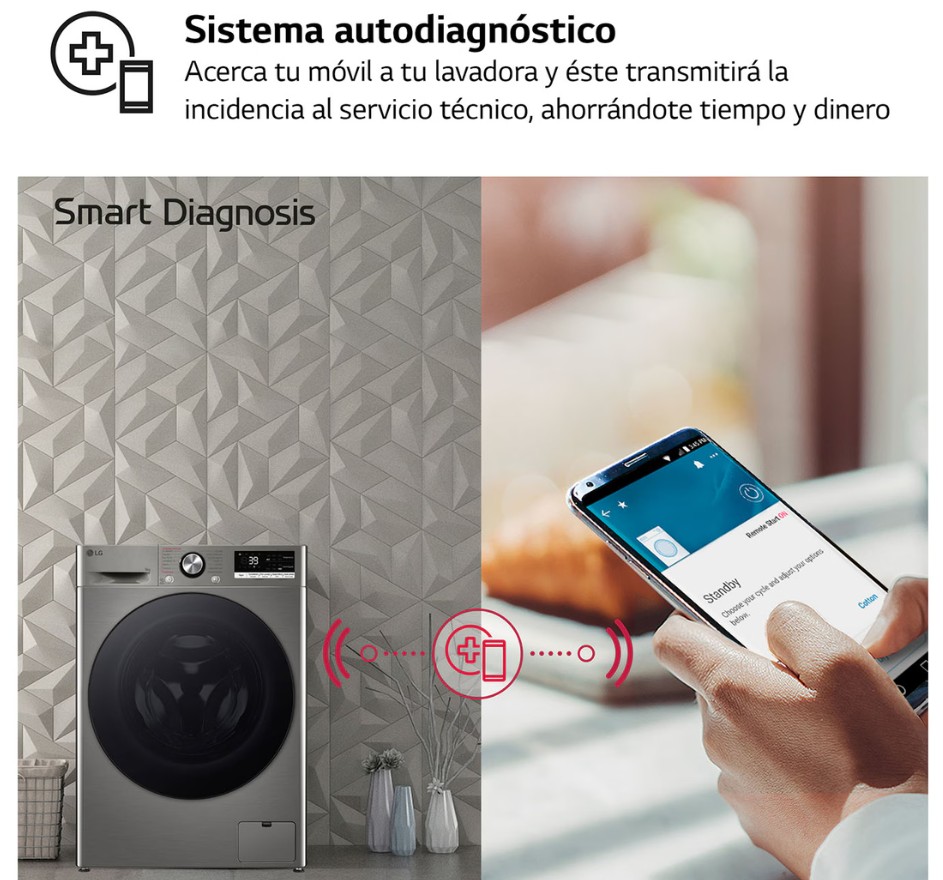 LG F4WR7009AGS, lavadora carga frontal, 9kg, 1400rpm, inox, clase A -10%