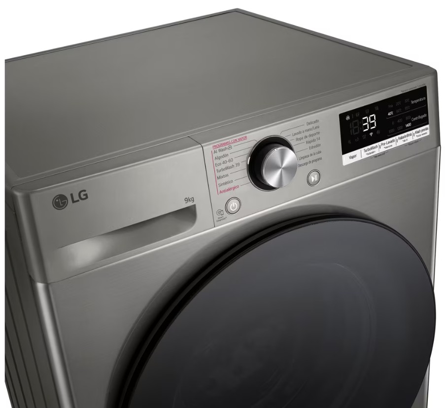 LG F4WR7009AGS, lavadora carga frontal, 9kg, 1400rpm, inox, clase A -10%