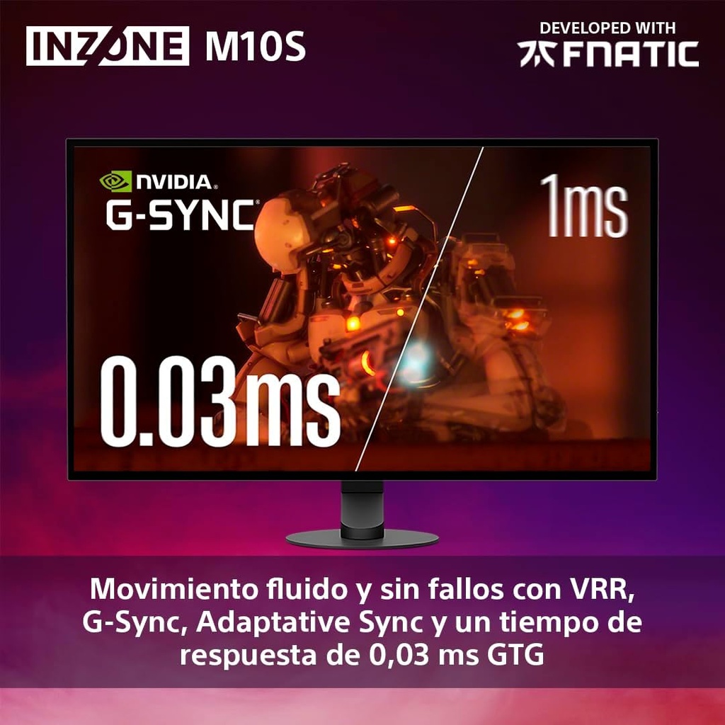 SONY SDM27Q10S Monitor Gaming, 27"4K OLED, Frecuencia 480Hz, Tiempo de respuesta 0,03ms, Perfecto para PS5