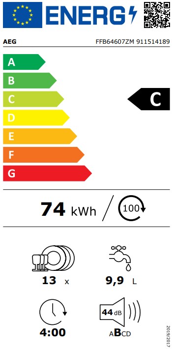 AEG FFB64607ZM, lavavajillas libre instalación, 60cm, 13 cubiertos, inox, clase C