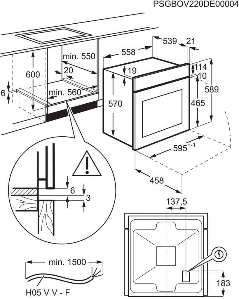 Electrolux EOF3H50BX, horno multifunción, 59x56x55cm, con AquaClean, 65l, inox, clase A