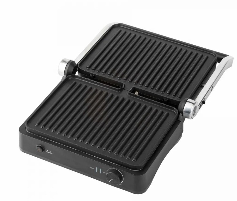 Jata JEGR1450, grill con placas desmontables, 2000w, apertura 180º, negro