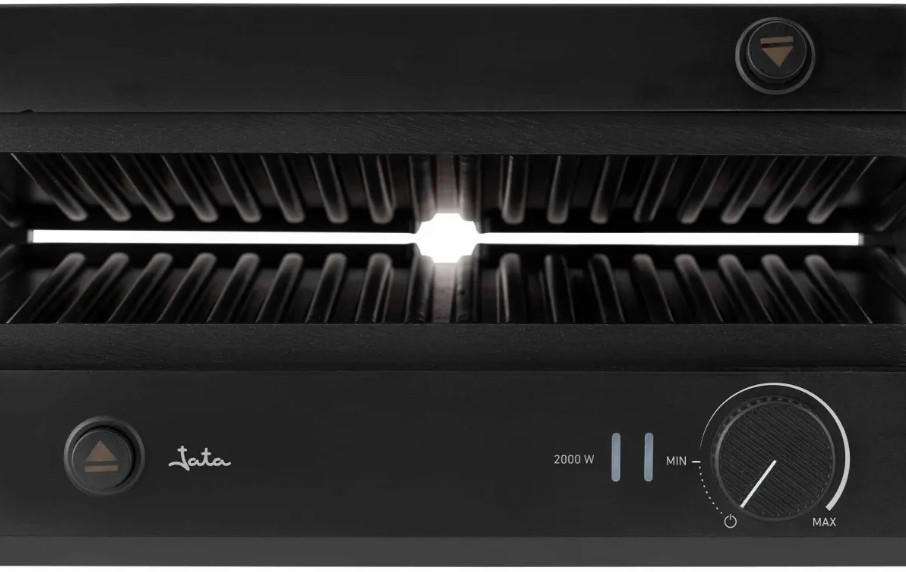 Jata JEGR1450, grill con placas desmontables, 2000w, apertura 180º, negro