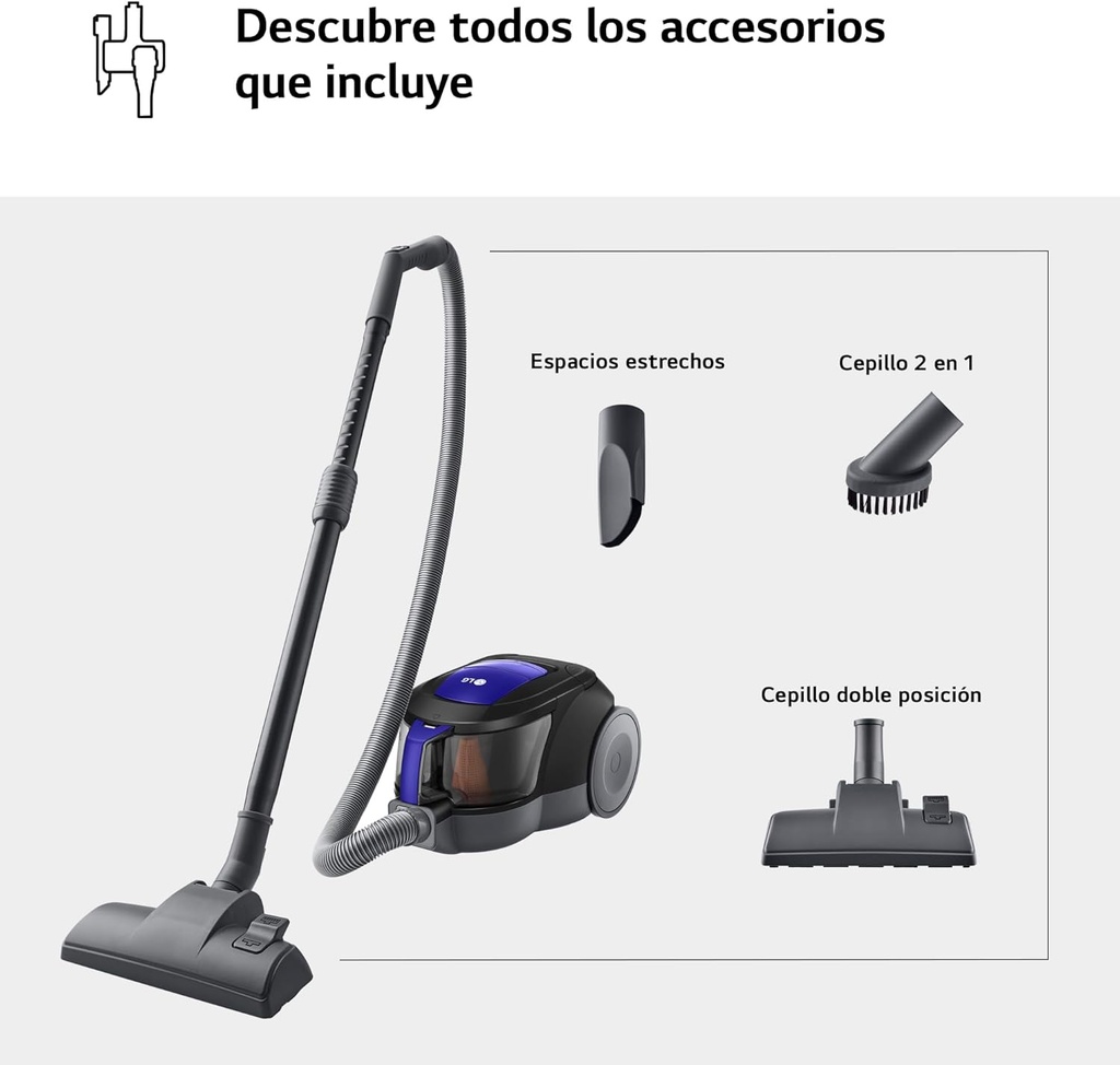 LG VC5506NHTB, aspirador sin bolsa, 650w tecnología Elipse ciclónica, azul