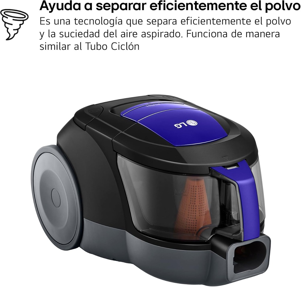 LG VC5506NHTB, aspirador sin bolsa, 650w tecnología Elipse ciclónica, azul