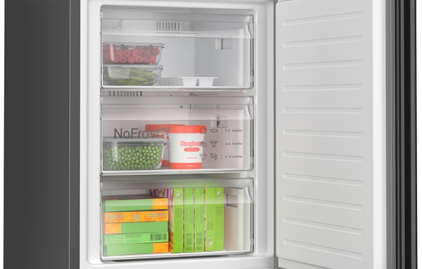 Bosch KGN39LBCF,  Frigorífico combi , 2 puertas, No Frost, 203 x 60 cm, cristal negro, Serie 6