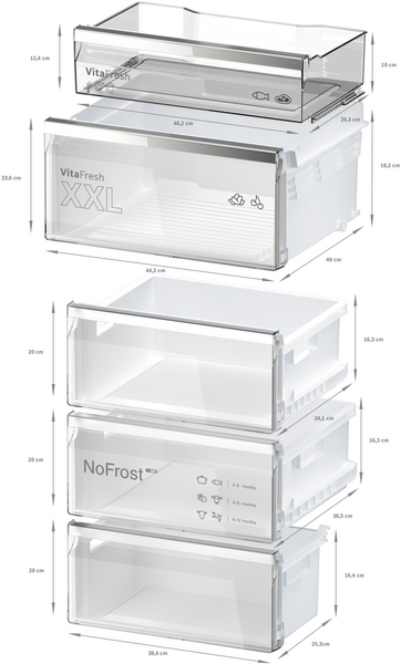 Bosch KGN39LBCF,  Frigorífico combi , 2 puertas, No Frost, 203 x 60 cm, cristal negro, Serie 6