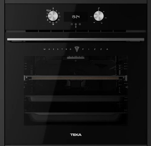 Teka HLB 8510 P BK, horno multifunción, pirolítico, Maestro Pizza, cristal negro, programa 340ºC