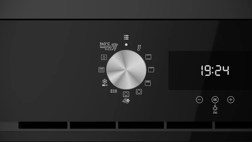 Teka HLB 8510 P BK, horno multifunción, pirolítico, Maestro Pizza, cristal negro, programa 340ºC