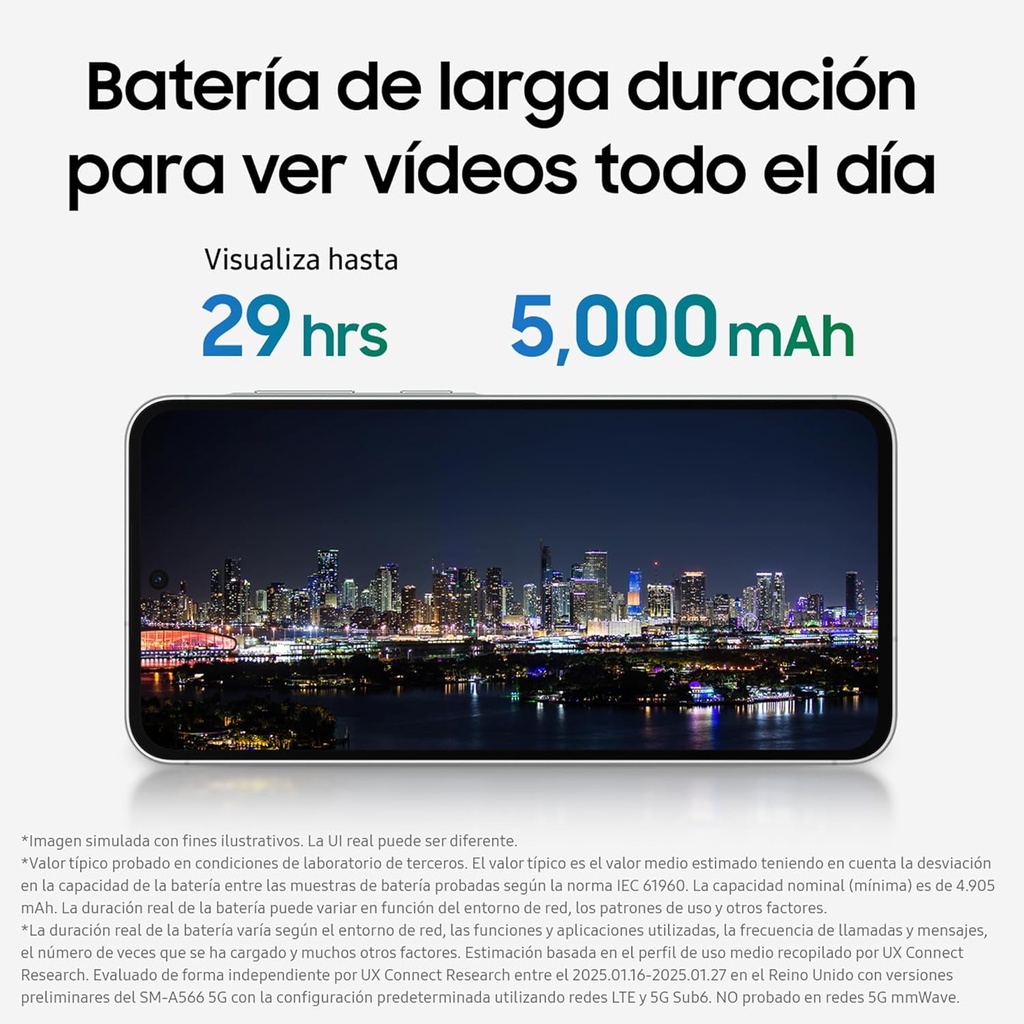 Teléfono Samsung Galaxy A56 5G, Pantalla 6,7" Super Amoled, Procesador Exynos 1580, Cámara 50 mpx, Memoria Ram 8gb, Memoria Interna 256gb, Batería 5000mAh